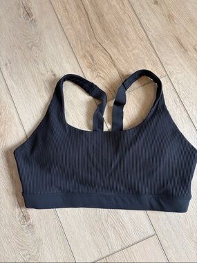 Athleta Black Ribbed Sports Bra